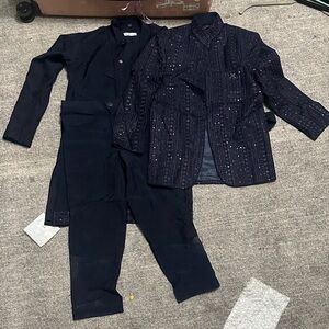 Kids Navy Blue Kurta Suit Set